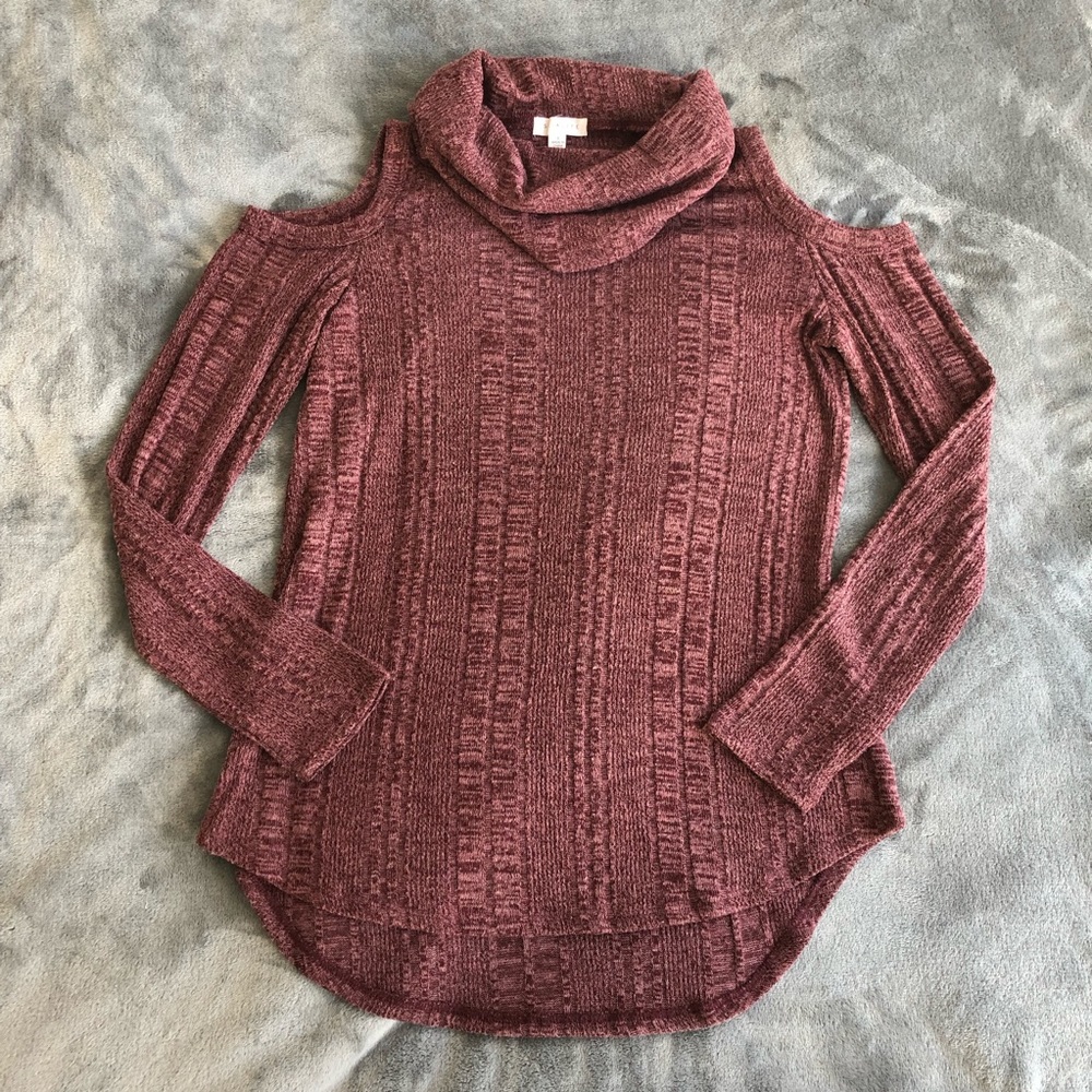 Cowl Neck Cold Shoulder Sweater